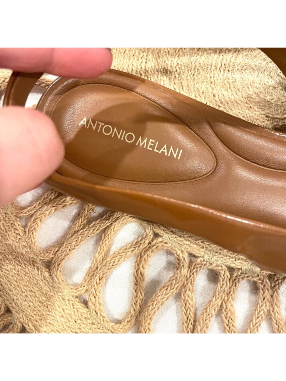 Antonio Melani Cognac Leather Slingback Flats Tortoiseshell Size 9 Classic - Picture 4 of 11